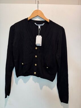 Walter Baker Lillian Black Knit Cardigan with Gold Buttons